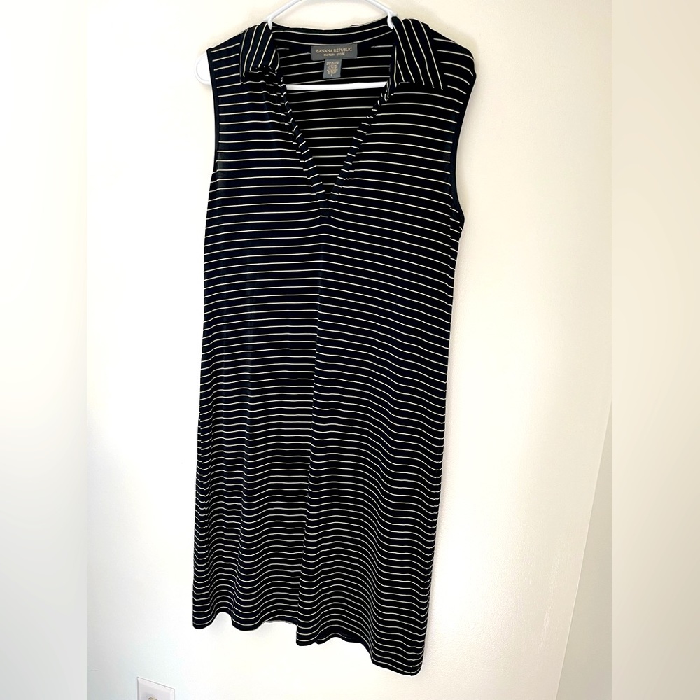 Banana Republic Black & White Stripe MIDI Dress